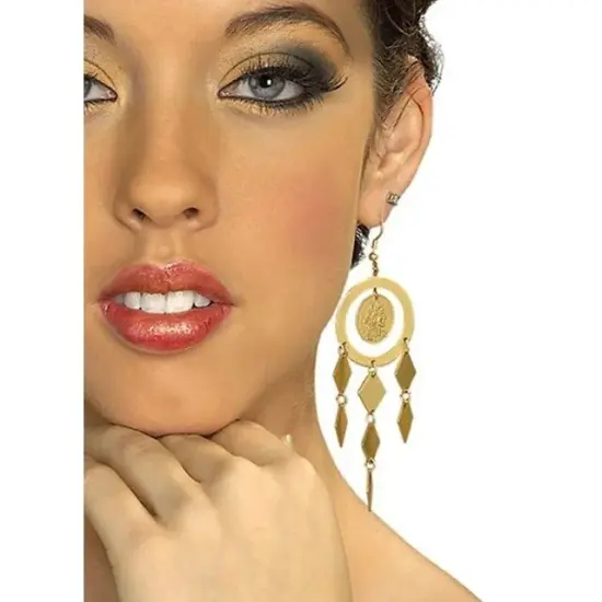 Gold Coin Earrings Grecian Goddess Halloween Cosplay Costume Accessory {2}