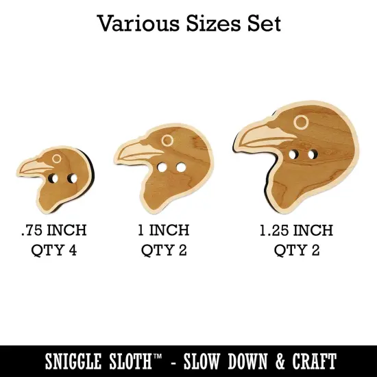Clever Raven Head Wood Buttons for Sewing Knitting Crochet DIY Craft {1}