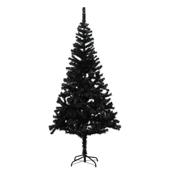 7ft Black Artificial Christmas Tree with Stand {1}