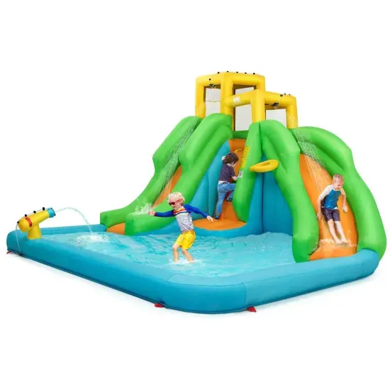 Inflatable Water Park Bounce House with Climbing Wall without Blower {3}