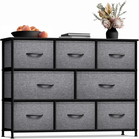 Sorbus Dresser with 8 Drawers - Chest Organizer Unit with Steel Frame Wood Top & Handle Easy Pull Fabric Bins for Clothes - Wide Storage Furniture for Bedroom, Hallway, Living Room, Nursery & Closet Purple {6}
