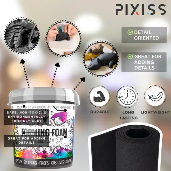 Air Dry Clay Foam (Black 300g) and EVA Foam (35cm x 150cm x 5mm Foam Roll) and DAP Weldwood Contact Cement (3oz) - Cosplay Foam and Clay Kit with Contact Cement Adhesive for DIY, Sculpting {5}