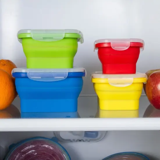 Collapsible Silicone Food Storage Containers with Airtight Lids {3}