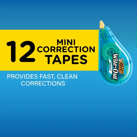 BIC Wite-Out Brand Mini Instant Correction Tape, White, 12-Count Pack {2}