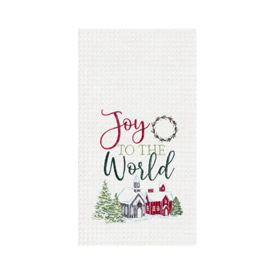 27" x 18" Christmas Holiday "Joy To The World" Sentiment Cotton Waffle Weave Kitchen Dish Towel Towel {1}