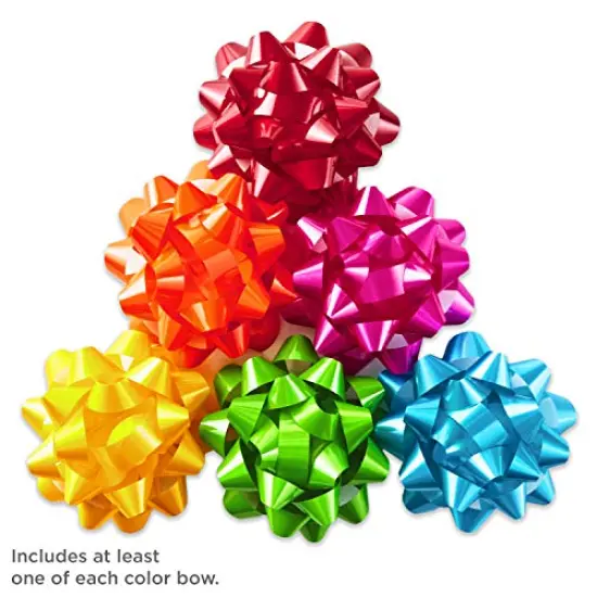 Hallmark Bright Gift Bow Assortment (36 Bows) Red, Pink, Orange, Green, Teal, Yellow for Birthdays, Weddings, Baby / Bridal Showers, Christmas, Hanukkah {4}