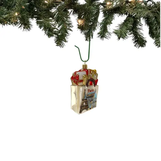 France Shopping Bag Polish Glass Christmas Ornament {3}
