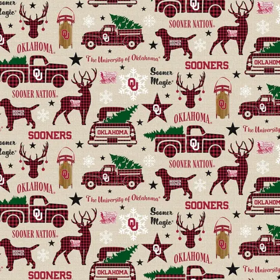 Sykel Enterprises-University of Oklahoma Cotton Fabric-Oklahoma Sooners Christmas Cotton Quilting Fabric {1}