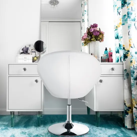 1 Piece Adjustable Modern Swivel Round Tufted White {2}