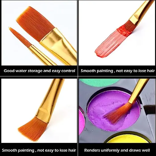 Acrylic Paint Brush Set, (20 Packs /200 pcs) Nylon Hair Brushes for Oil and Watercolor, Perfect Suit of Art Painting, Best Gift for Painting, Black {2}