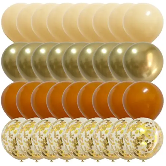 50 Pieces Orange Gold Nude Balloons – Metallic Orange Cream Gold Balloons for Birthday Harvest Graduation Anniversary Party Decorations (Orange + gold) {2}