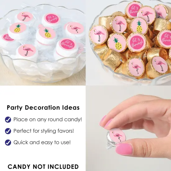 Big Dot of Happiness Pink Flamingo - Party Like a Pineapple - Tropical Summer Party Small Round Candy Stickers - Party Favor Labels - 324 Count {6}