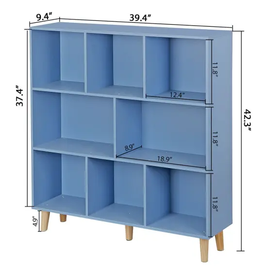 3-Tier 8 Cube Wood Open Shelf Bookcase Storage Organizer. {3}