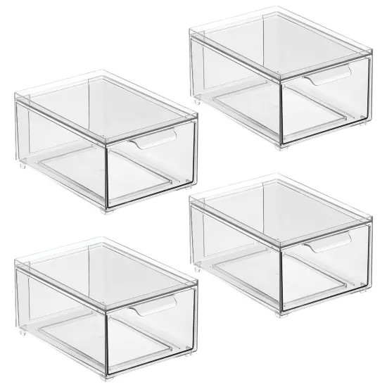 mDesign Plastic Stackable Bathroom Vanity Storage Organizer with Drawer {4}