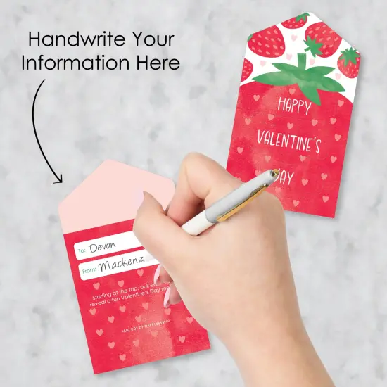 Big Dot of Happiness Berry Sweet Strawberry - Fruit Cards for Kids - Happy Valentine's Day Pull Tabs - Set of 12 {4}