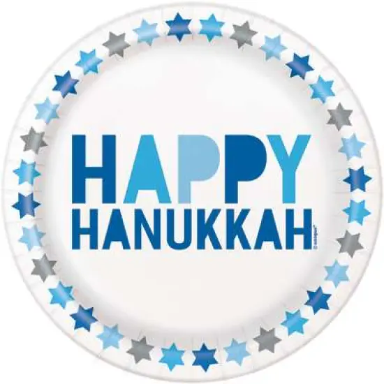 Starry Hanukkah Round 7" Dessert Plates, 8ct {1}