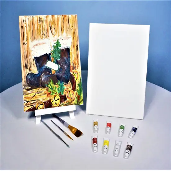 Christmas Paint Kit - Pine Fresh Acrylic Painting Kit & Video Lesson, Art Gift Set, Christmas DIY Craft, Beginner Painting, Paint At Home, Paint Party {2}