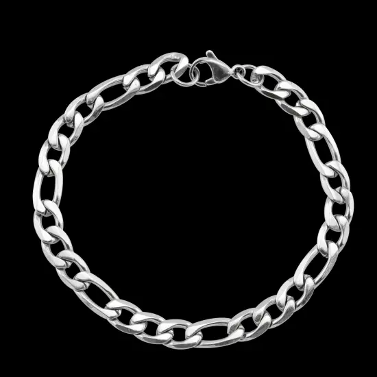 Stainless Steel Figaro Chain Bracelet {4}