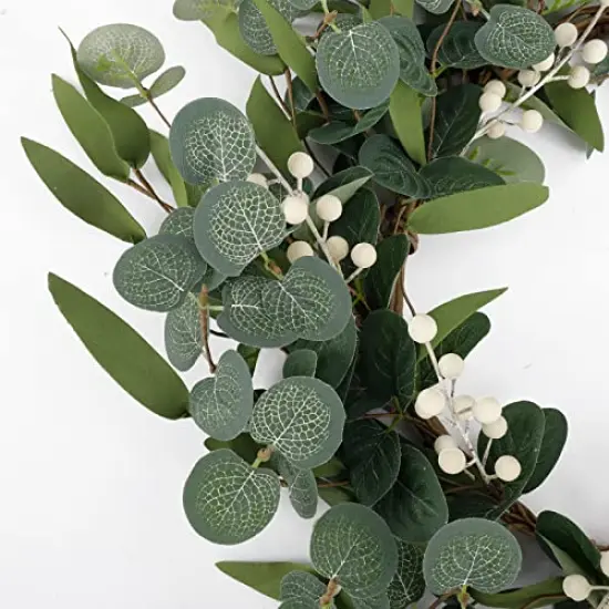 20 inches Artificial Eucalyptus Wreath for Front Door Fall Wreath Green Leaf Wreath for Window Wedding Decor Home Porch Farmhouse Patio Garden Decor {3}