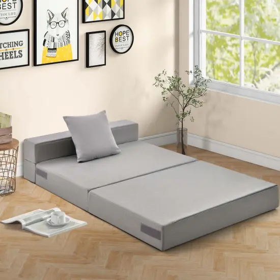 Costway Folding Mattress with Pillow 6 Inch Tri-fold Sofa Bed with High-Density Foam {4}