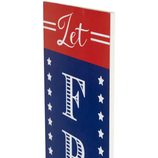 Northlight Patriotic "Let Freedom Ring" Wooden Porch Board Sign Decoration - 36" Blue {7}