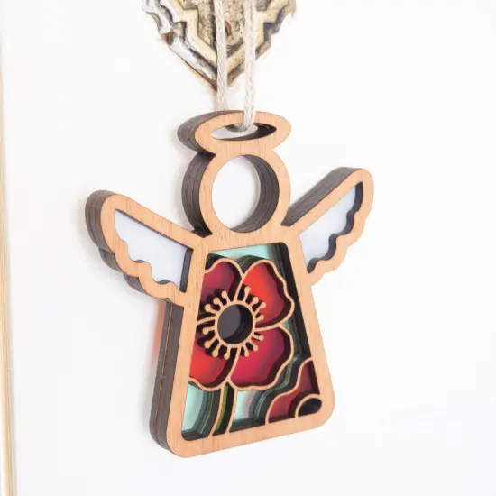 3.5" (H) Poppy Ornament - Handcrafted in Texas - Mother's Angels&reg; Christmas Angel Wings Figurine {5}