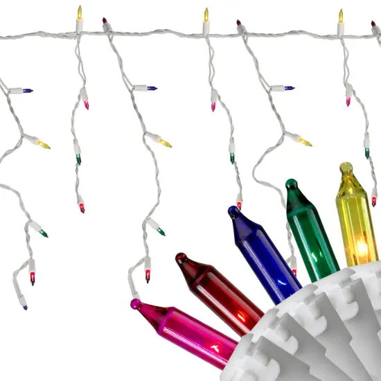 Northlight Mini Incandescent Icicle Christmas Lights - Multi-color - 8.75' White Wire - 150ct {1}