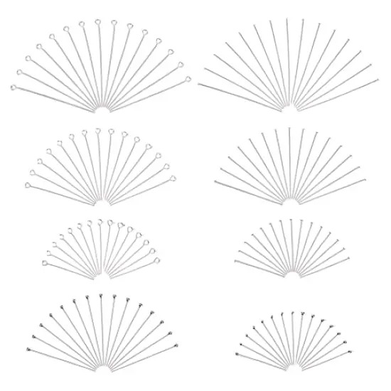 560 pieces 8 Styles 304 Stainless Steel Eye Pins 30mm 40mm 50mm Head Pins Ball 22 Gauge Head Pins Findings Open Eye Pin for Earring Bracelet Pendant Jewelry Making, Stainless Steel Color {3}