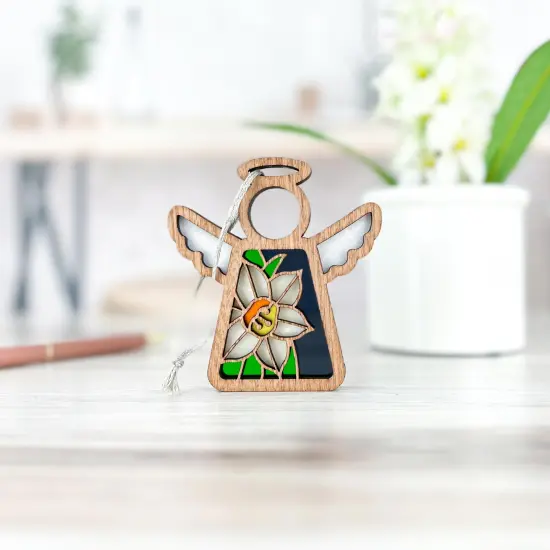 3.5" (H) Narcissus Ornament - Handcrafted in Texas - Mother's Angels® Christmas Angel Wings Figurine {2}