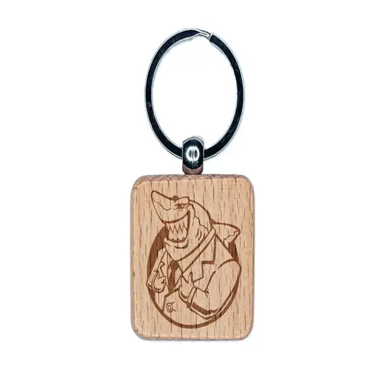 Lawyer Loan Shark in a Business Suit Engraved Wood Square Keychain Tag Charm {1}