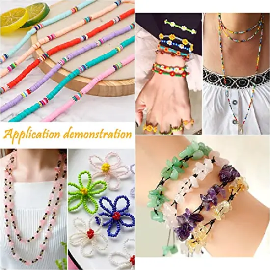 2 Rolls Elastic Stretchy Bead String Cord for Clay Beads Kandi Pony Beads Bracelets Jewelry Making (0.5MM, Crystal & Black) {3}