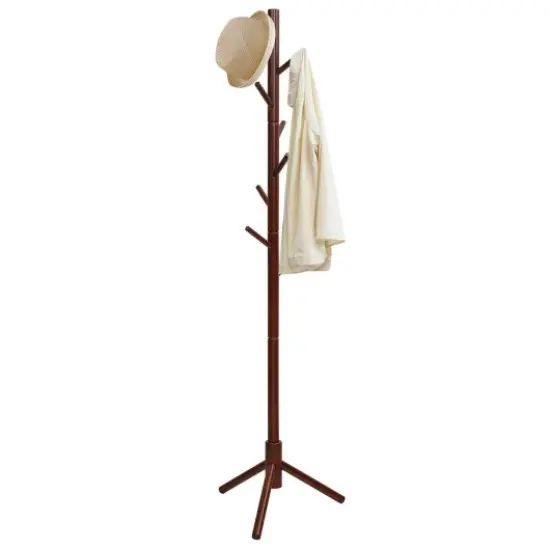Heights Adjustable Wooden Coat Rack with 8 Hooks Brown {4}