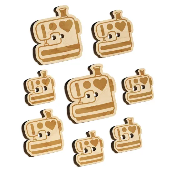 Sewing Machine with Heart Wood Buttons for Sewing Knitting Crochet DIY Craft {7}