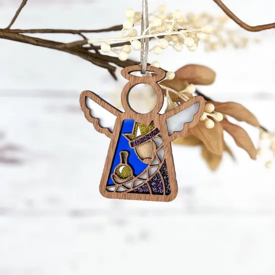 3.5" (H) Christmas Nativity Purple Wise Man Ornament - Handcrafted in Texas - Mother's Angels&reg; Christmas Angel Wings Figurine {4}