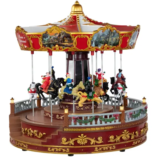 Northlight 14" LED Lighted Animated and Musical Carousel Christmas Decoration Red {4}