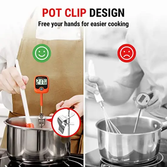 Candy Thermometer with Pot Clip, Instant Read Meat Analog Thermometer with LCD, Cooking Oil Thermometer Deep Frying Thermometer for Candy Maple Syrup Grease Cheese Sugar Brewing Making {5}