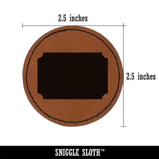 Rectangle Clipped Corners Solid Round Iron-On Engraved Faux Leather Patch Applique - 2.5" Brown {2}