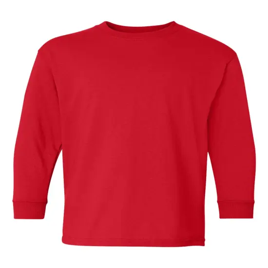 Gildan&reg; Heavy Cotton Youth Long Sleeve Crew-Neck T-Shirt Red {1}