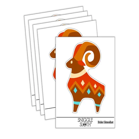 Southwestern Style Tribal Goat Ram Waterproof Vinyl Phone Tablet Laptop Water Bottle Sticker Set - 5 Pack {1}