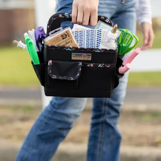 Collapsible Desktop Craft Caddy, Black & Floral {3}