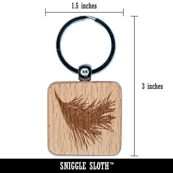 Pine Tree Needles Branch Sketch Engraved Wood Square Keychain Tag Charm {2}