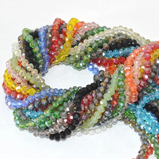 Faceted Glass Crystal Beads1350 Pieces Strands Briolette Rondelle Crystal Beads Spacer for Jewelry Making 15 Colors 6MM {4}