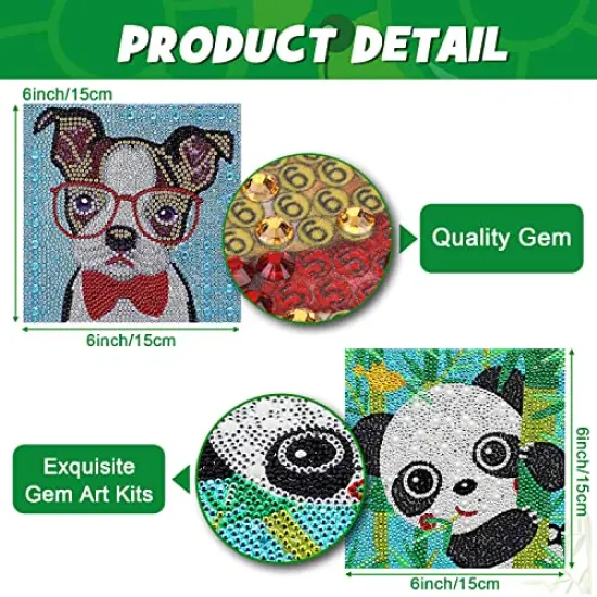 Diamond Painting Kits for Kids Animal 5D Diamond Gem Art by Number Dotz Kits Art and Crafts for Kids Ages 6-8-10-12 Girls Boys for Birthday Christmas Gifts (4Pcs) {5}
