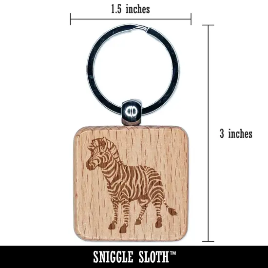 Abstract Striped Zebra Engraved Wood Square Keychain Tag Charm {2}