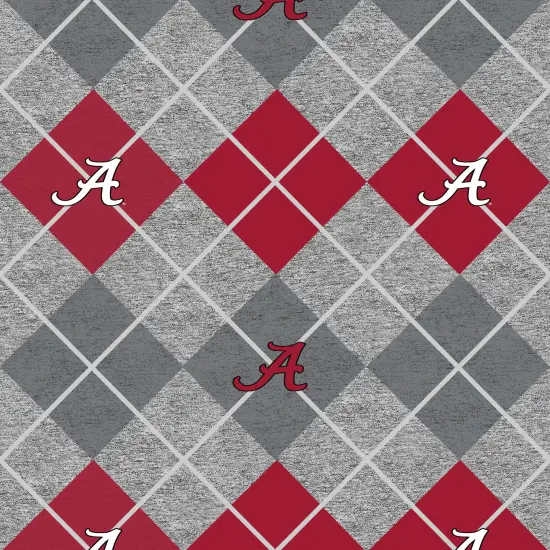 Sykel Enterprises-University of Alabama Fleece Fabric-Alabama Crimson Tide Heather Argyle Fleece Blanket Fabric-Sold by the yard {1}