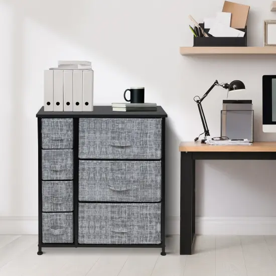 Sorbus Dresser with Drawers - Furniture Storage Tower Unit for Bedroom, Hallway, Closet, Office Organization - Steel Frame, Wood Top, Easy Pull Fabric Bins Gray/Black {2}