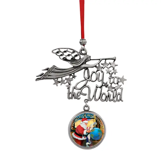 Joy to the World Santa A World Of Best Wishes JFK Half Dollar Ornament {1}