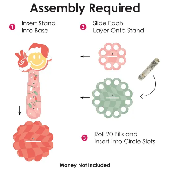 Big Dot of Happiness Groovy Christmas - DIY Pastel Holiday Party Money Holder Gift - Cash Cake {6}