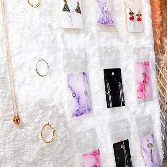 800 Pieces Earring Cards for Selling 200 Marble Earring Display Cards with 200 Self Sealing Bags and 400 Earring Backs Jewelry Packaging Display Cards, 4 Color {2}