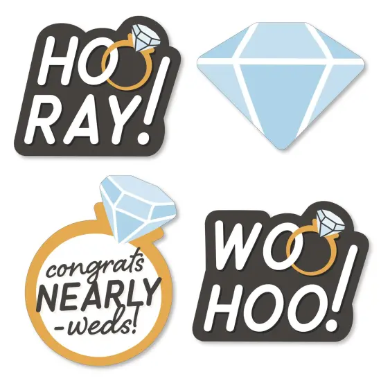 Big Dot of Happiness Just Engaged - Black and White - DIY Shaped Engagement Party Cut-Outs - 24 Count {1}